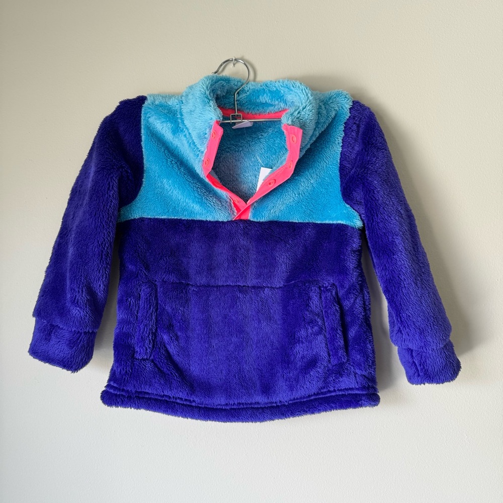 NWT Baby Gap girls size 3 fleece color block pullover 1/4 button up